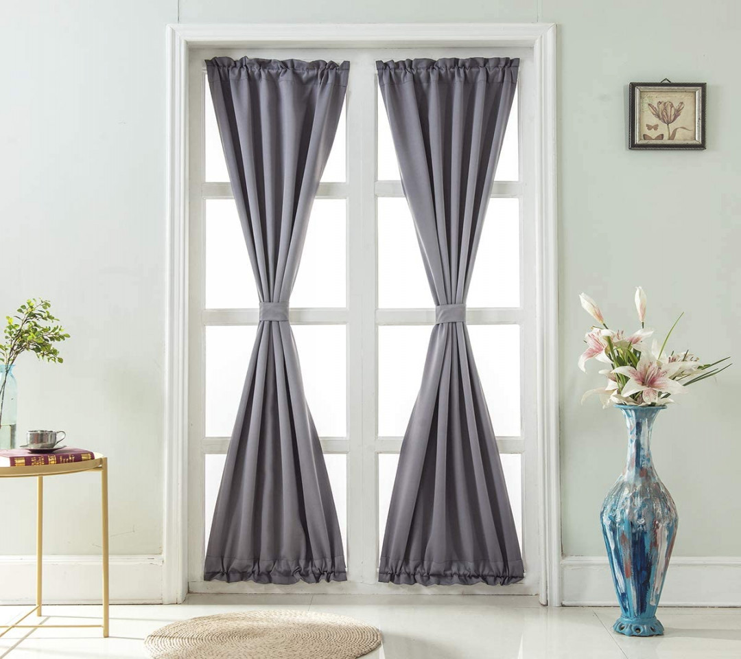 French Door Curtain Pure Colour Blackout Curtain, Panovous Side Light  Curtains for Front Door, French Door Panel for Patio Sliding Window  Rod  Pocket