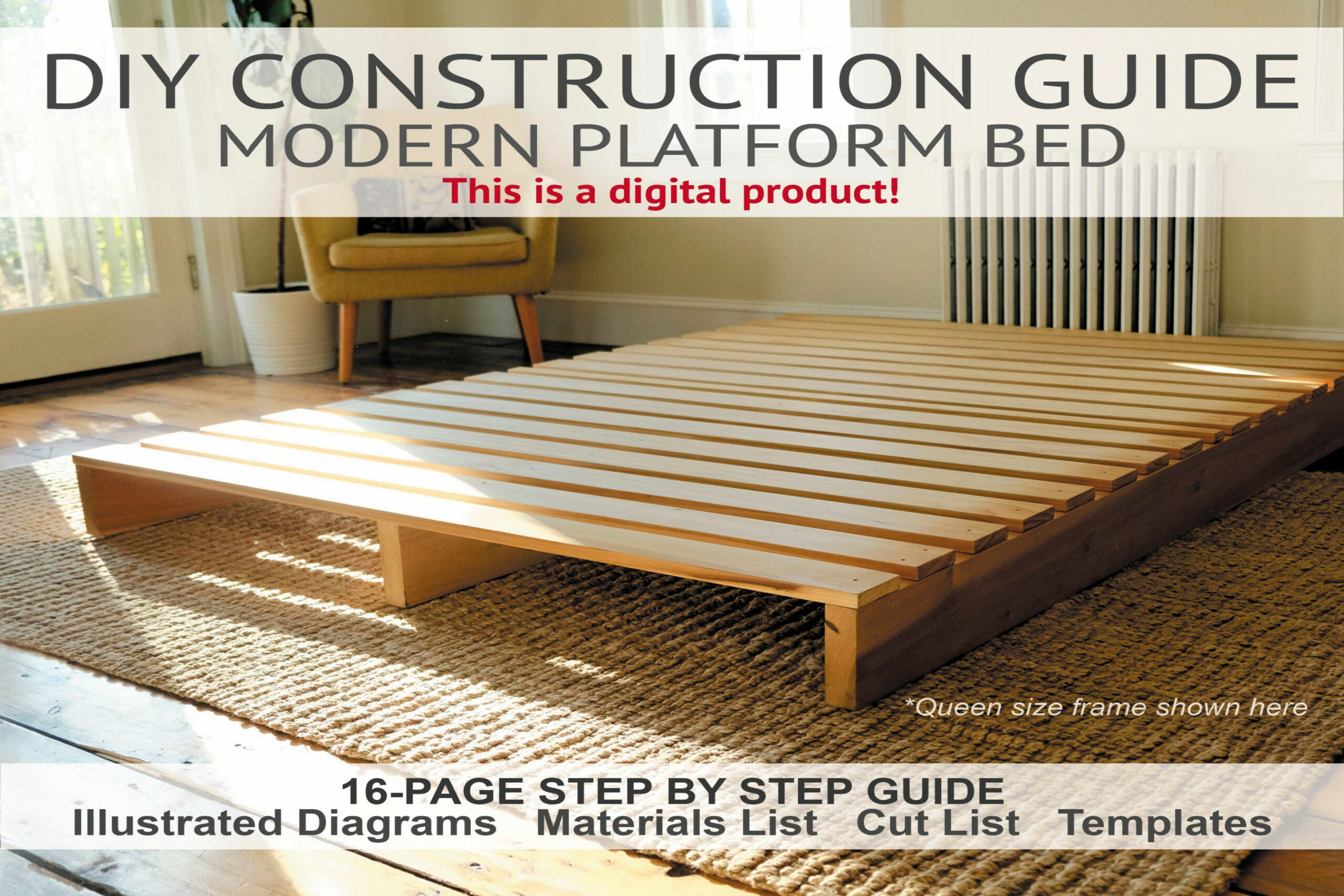 FULL Modern Platform Bed Detailed Printable PDF - Etsy