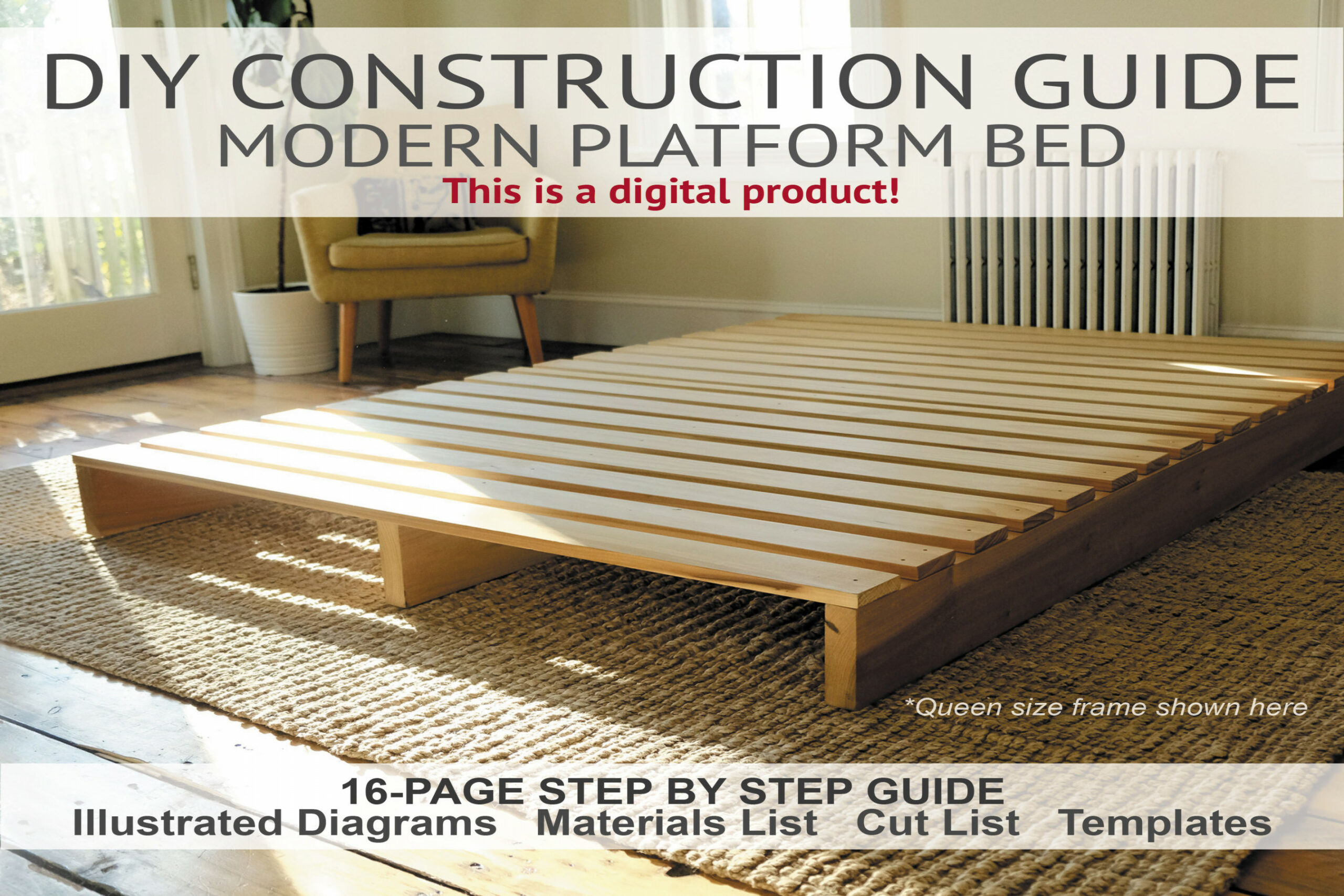 FULL Modern Platform Bed Detailed Printable PDF - Etsy