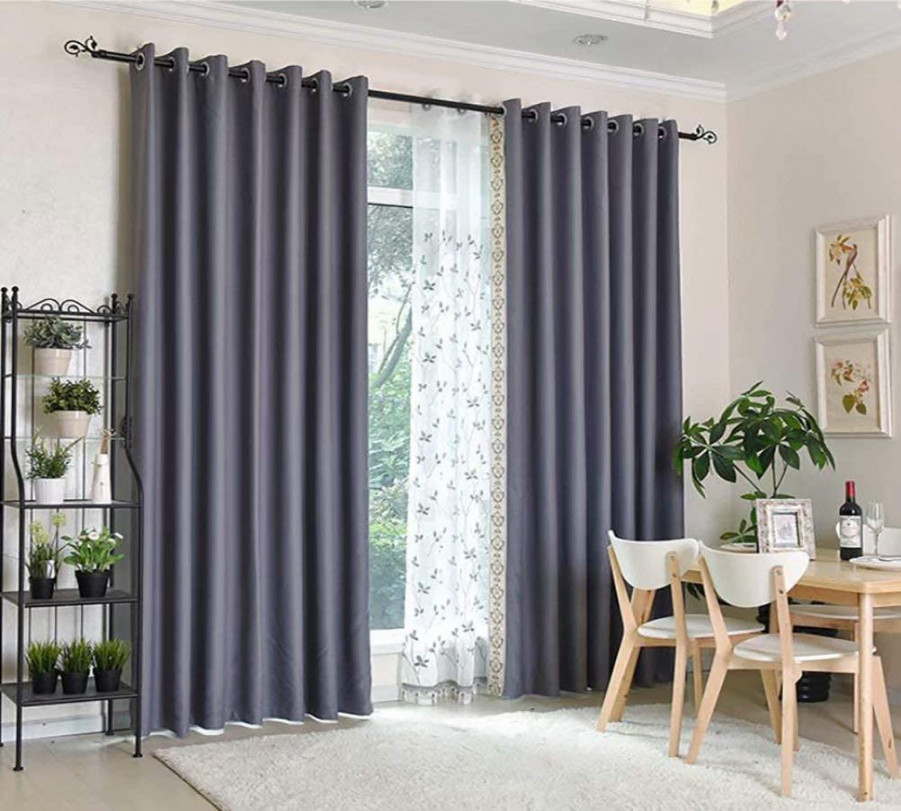 FWZJ Bedroom Balcony Curtains Floor to Ceiling High Precision Simulation  Silk Full Blackout Curtain  x  cm (Width x Height)  Panels Grey