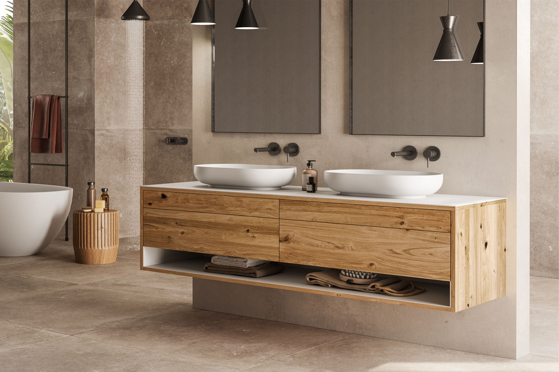 Genero vanity cabinet solid wood -  drawers  Lapidispa®.