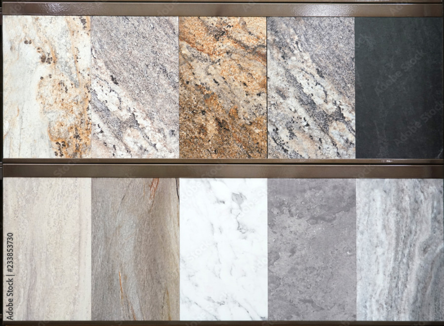 granite floor tile samples for sale in store Stock-Foto  Adobe Stock