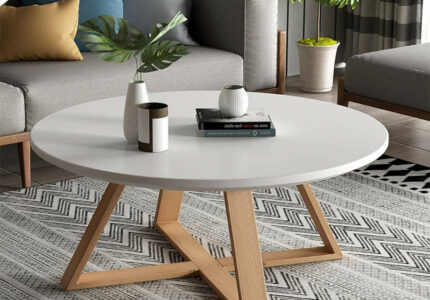 GZLL Short Round Coffee Table Wood End Side Table Living Room Sitting  Tables with X Base Leisure Wood Bedside Table Accent Sofa Table for Home  Office
