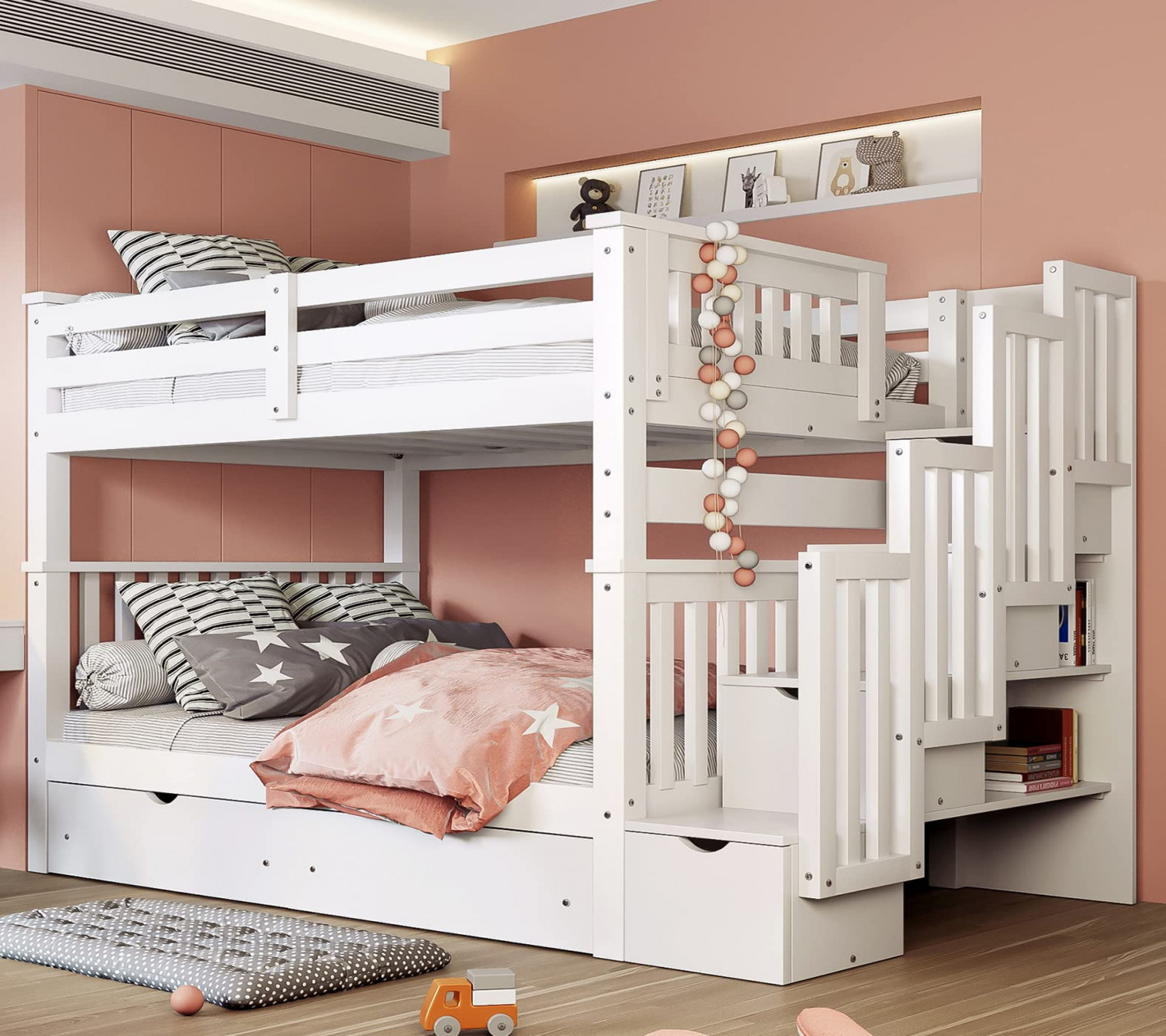 Full Over Full Bunk Beds With Stairs