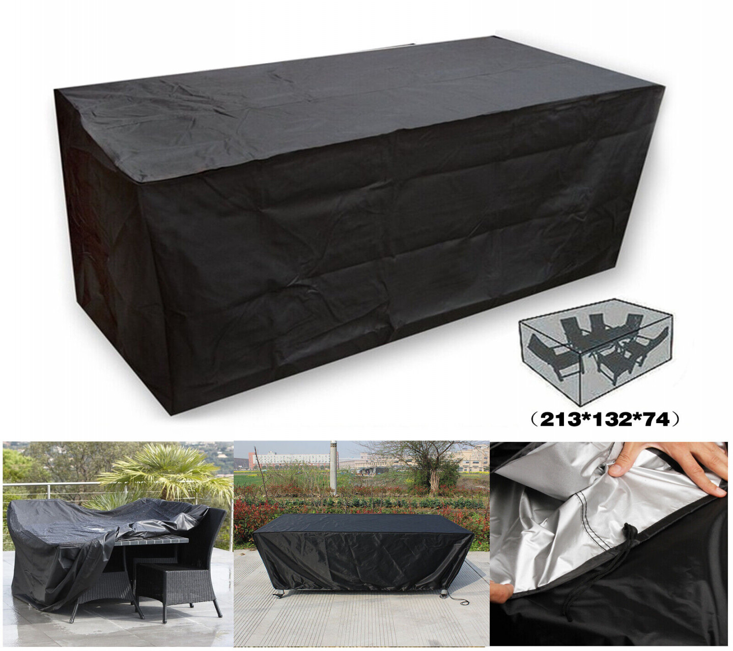 Heavy Superior Waterproof Patio Furniture Covers Outdoor Furnitute  Cover~Black