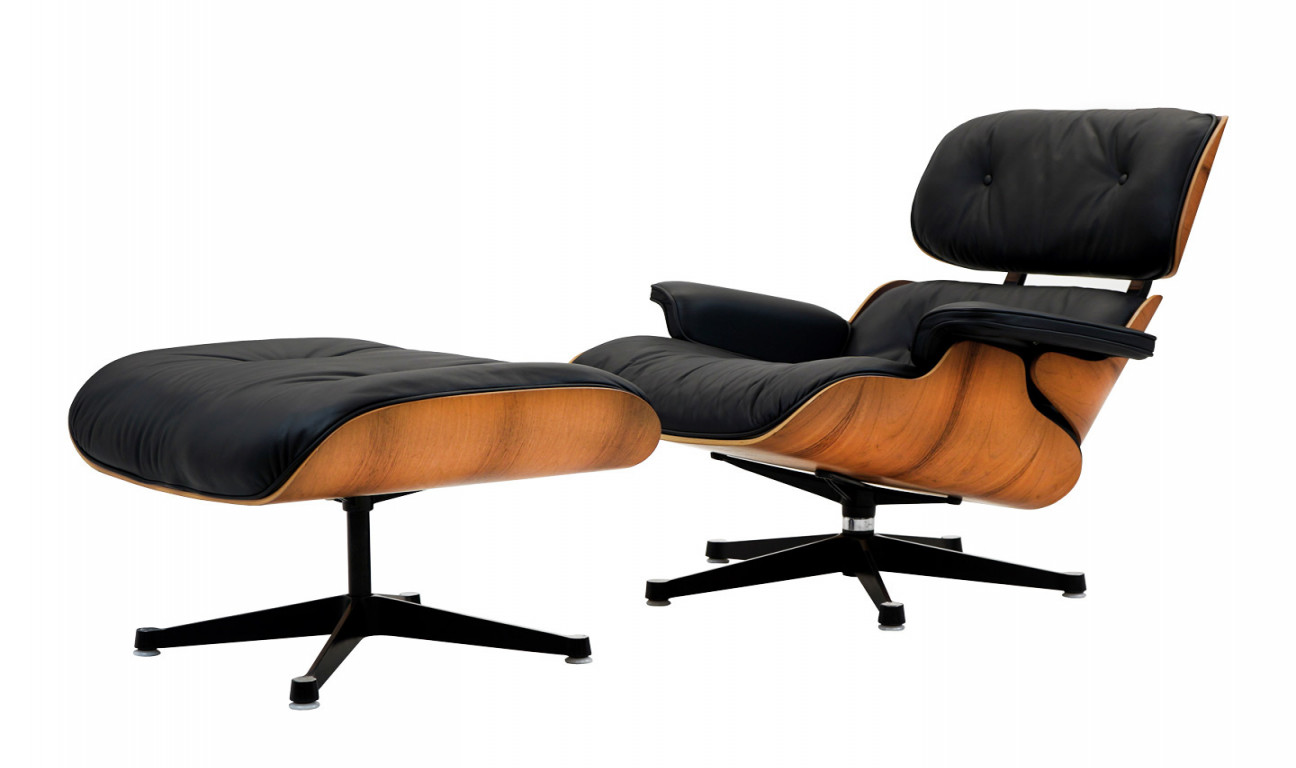 Herman Miller Eames Lounge Chair & Ottoman Leder / Schwarz