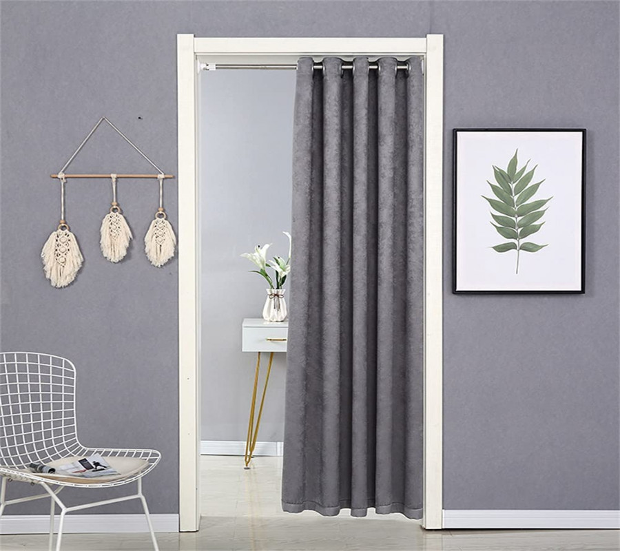 Hiyfe Door Curtain Blackout Curtain for Home Indoor Windows and Doors  Thermal Insulation Curtain for Home Decoration with Telescopic Rod, Dark  Grey,