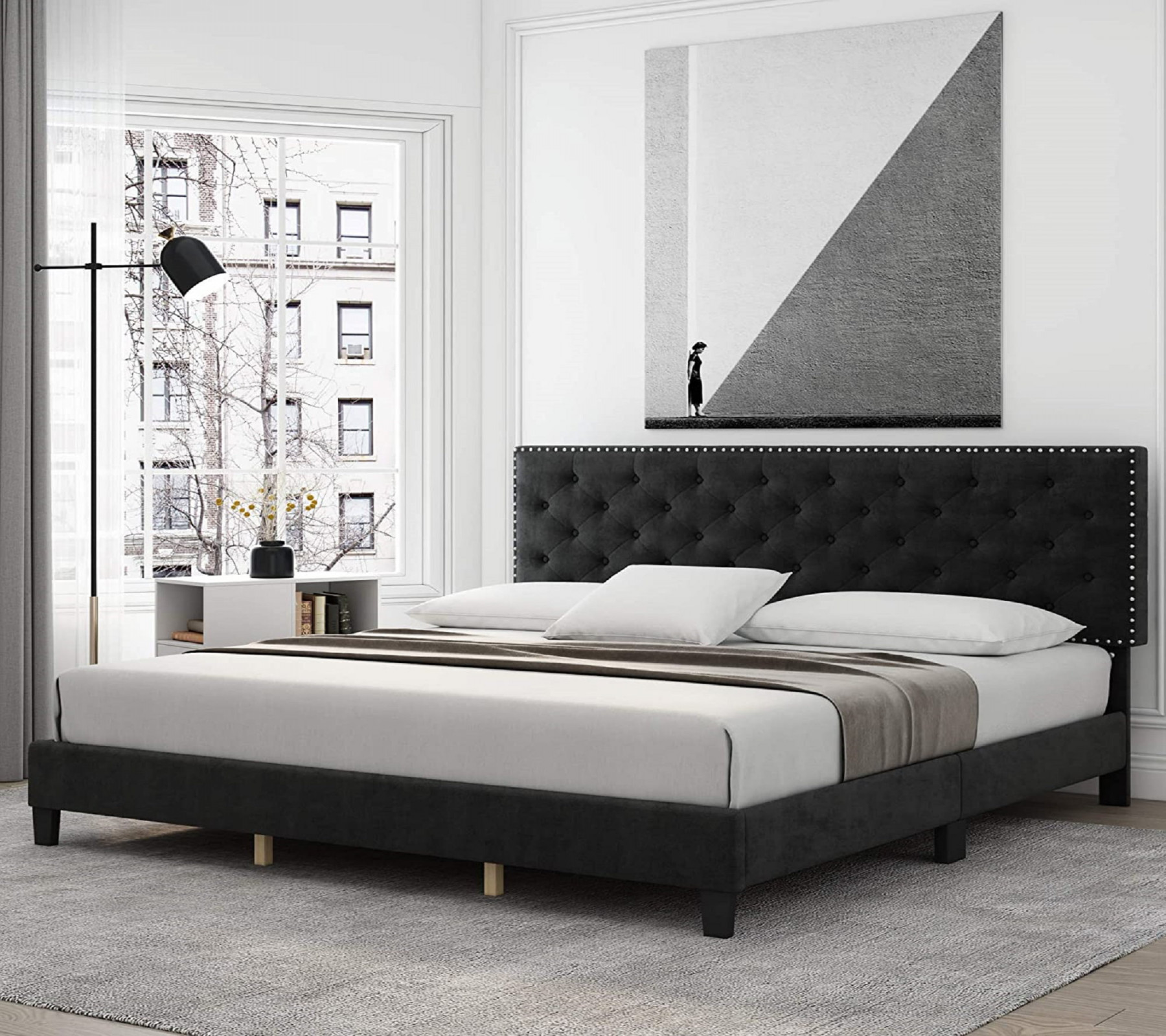 Homfa King Size Bed with Headboard, Modern  Ubuy Germany
