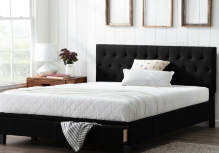 Homfa Queen Bed Frame With Headboard, Modern Upholstered Platform