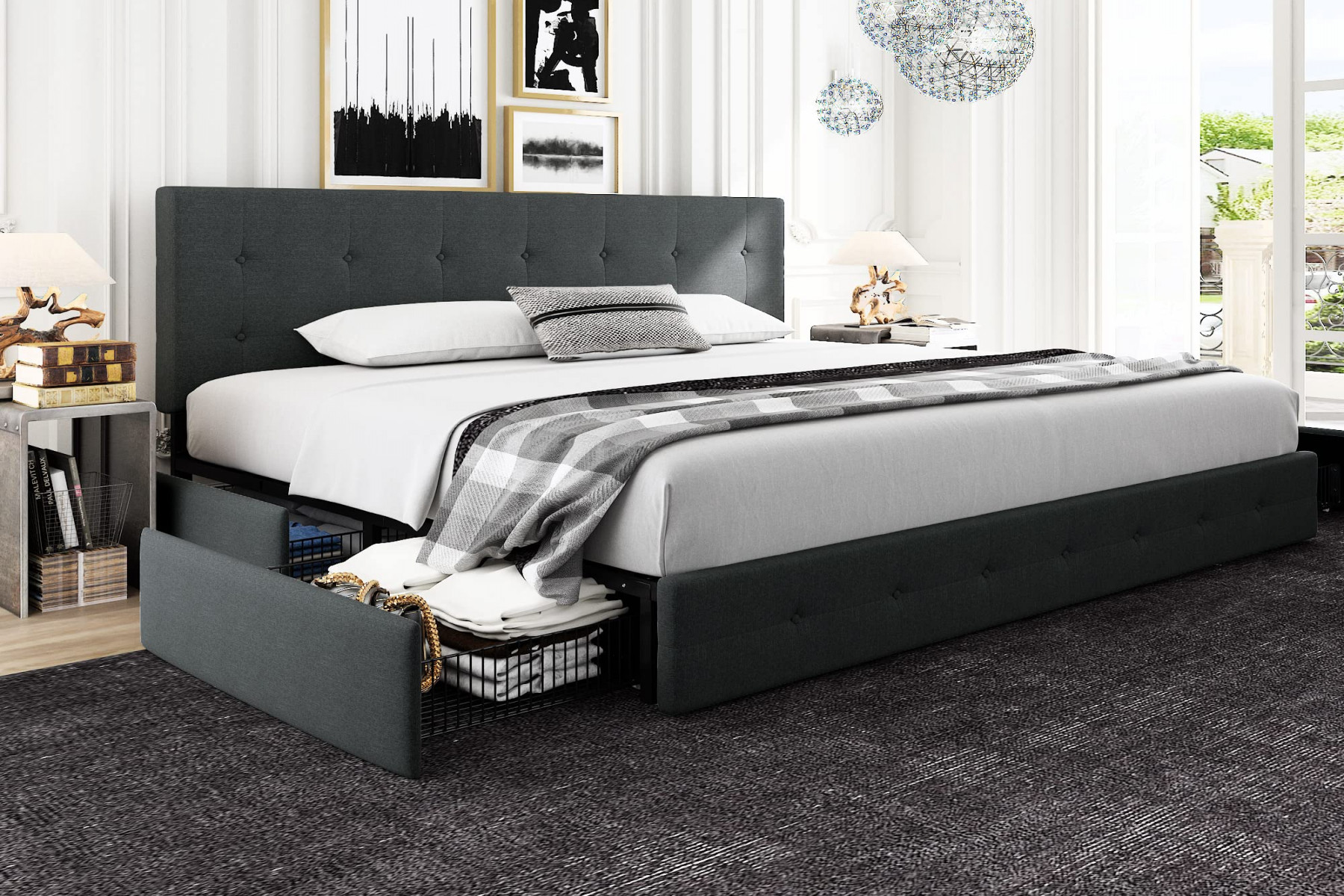 King Size Platform Bed With Headboard