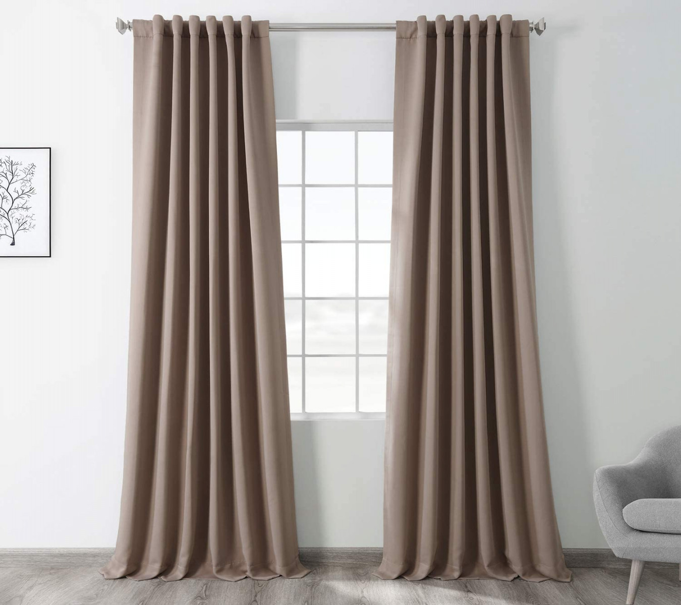 HPD Half Price Drapes BOCH-Parent- Blackout Curtains  Inch Long for  Bedroom ( Panel), Polyester Blend, Formal Taupe,  in x  in