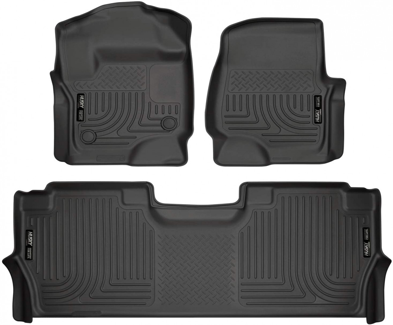Husky Liners -  Fits - Ford F- / F- Crew Cab - With  factory storage box, Weatherbeater front and nd seat floor mats - Black