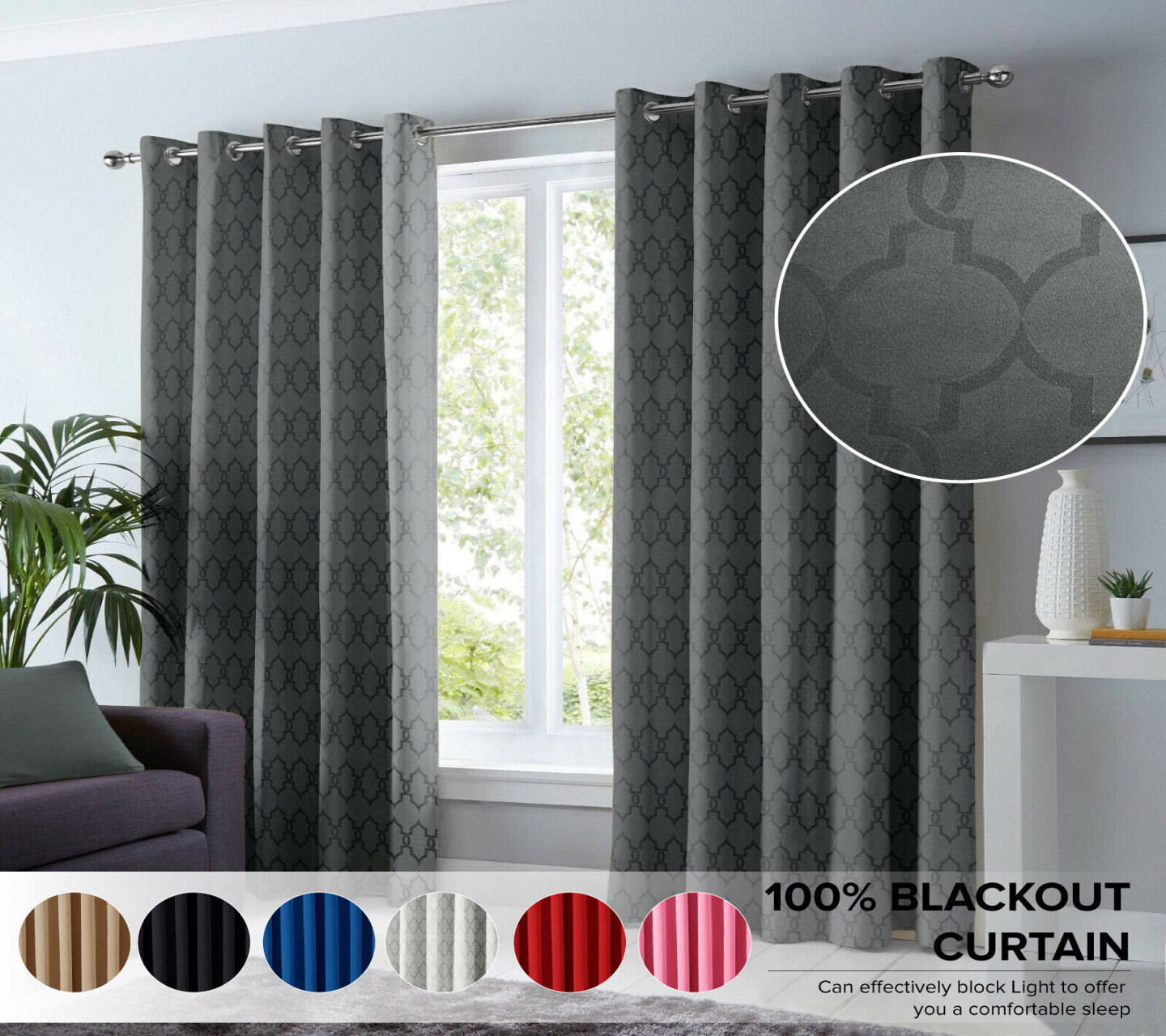Insulated Heavy Thick Thermal Blackout Curtains Eyelet Ring Top Pair + Tie  Backs