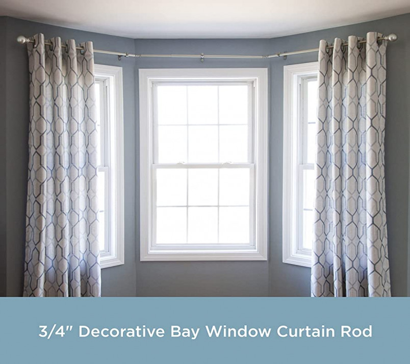 Kenney Bryce /" Decorative Bay Window Curtain Rod, -1", Brushed Nickel