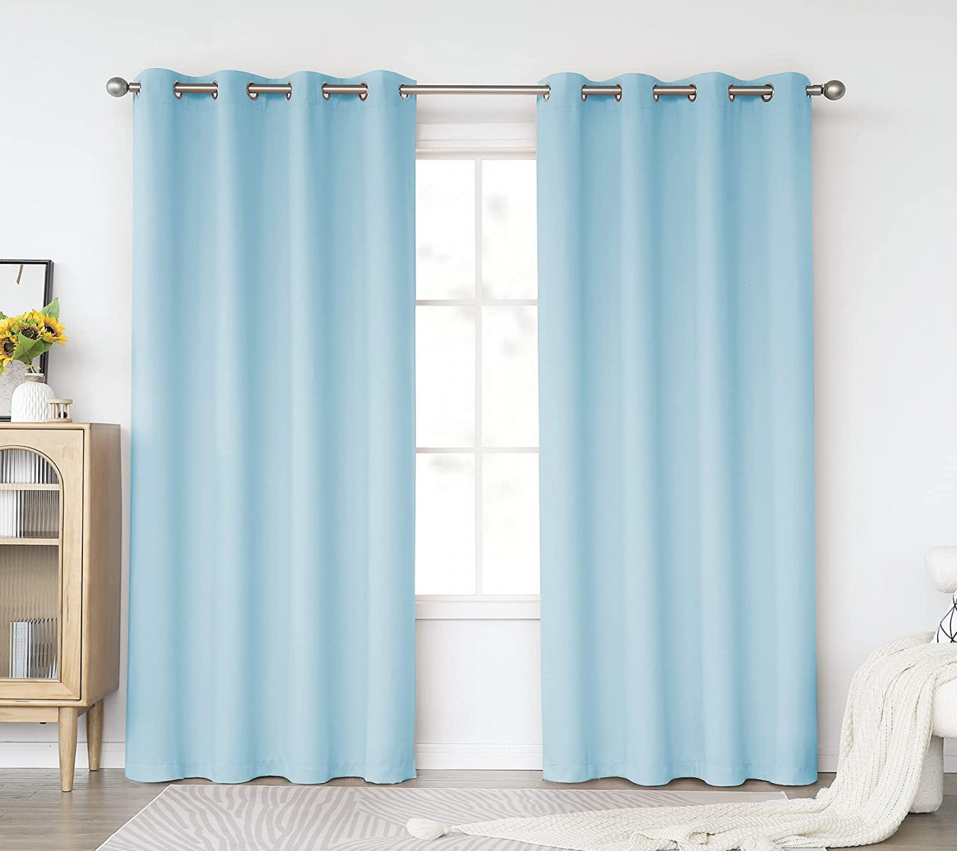 KEQIAOSUOCAI Blackout Curtains for Bedroom Living Room Modern  x  Light  Blue