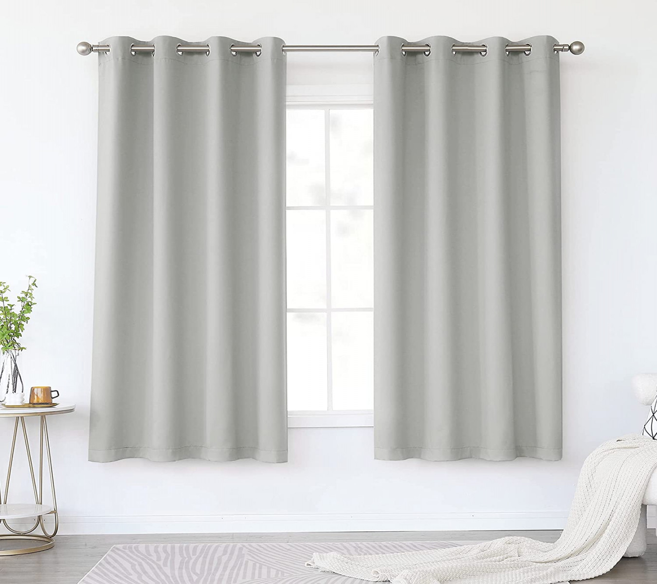 KEQIAOSUOCAI Light Grey Blackout Curtains Set Thermal Insulated Eyelet  Curtains for Bedroom Kitchen  Panels 5 x  Inch, Grey
