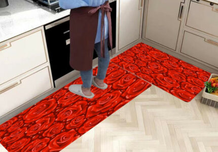 Kitchen Rug Sets  Piece Kitchen Floor Mat Set, Rose, Live Red