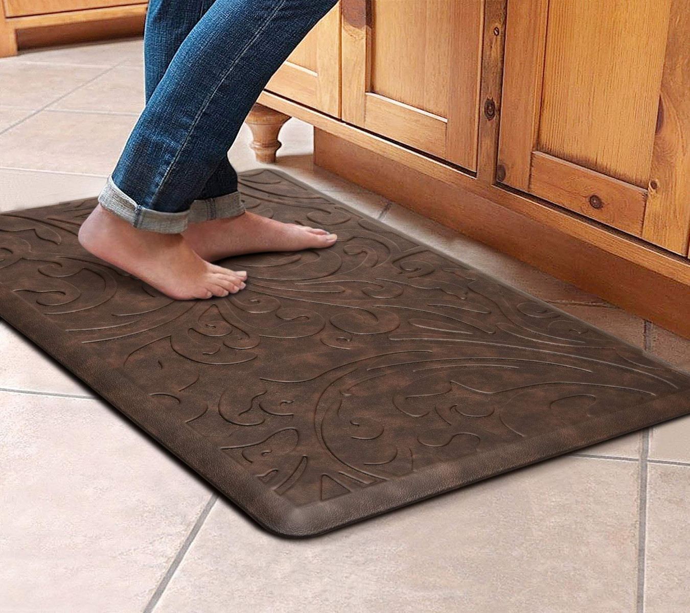 KMAT Kitchen Mat Padded Anti Fatigue Floor Mat Waterproof Non-Slip Floor  Mat Ergonomic Comfort for Home Office Sink Laundry Desk