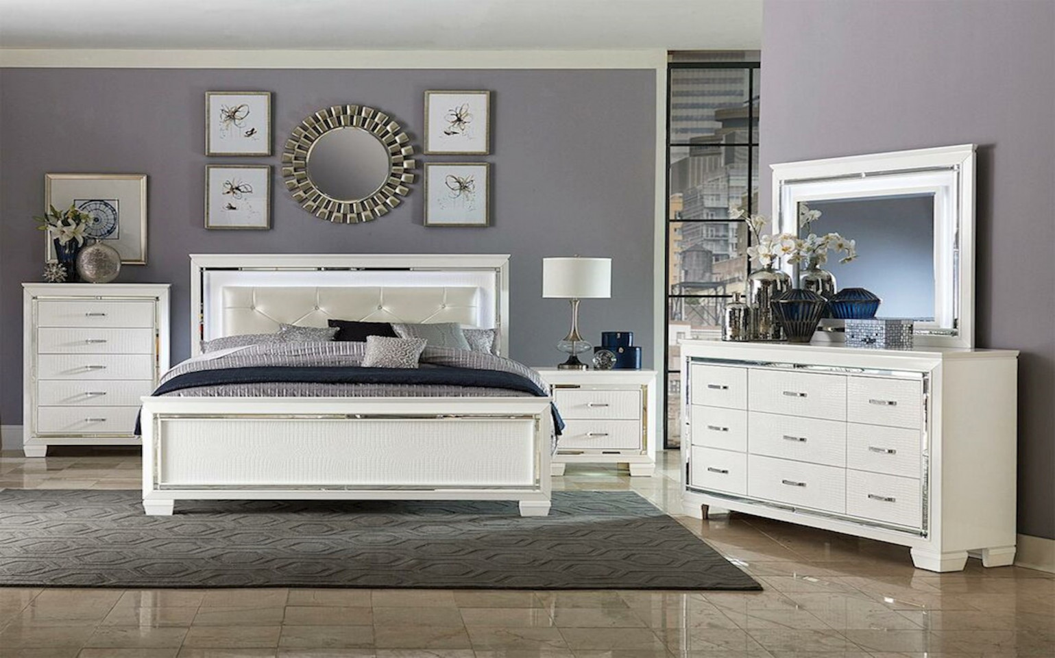 Lacks  Allura White -Pc Queen Bedroom Set