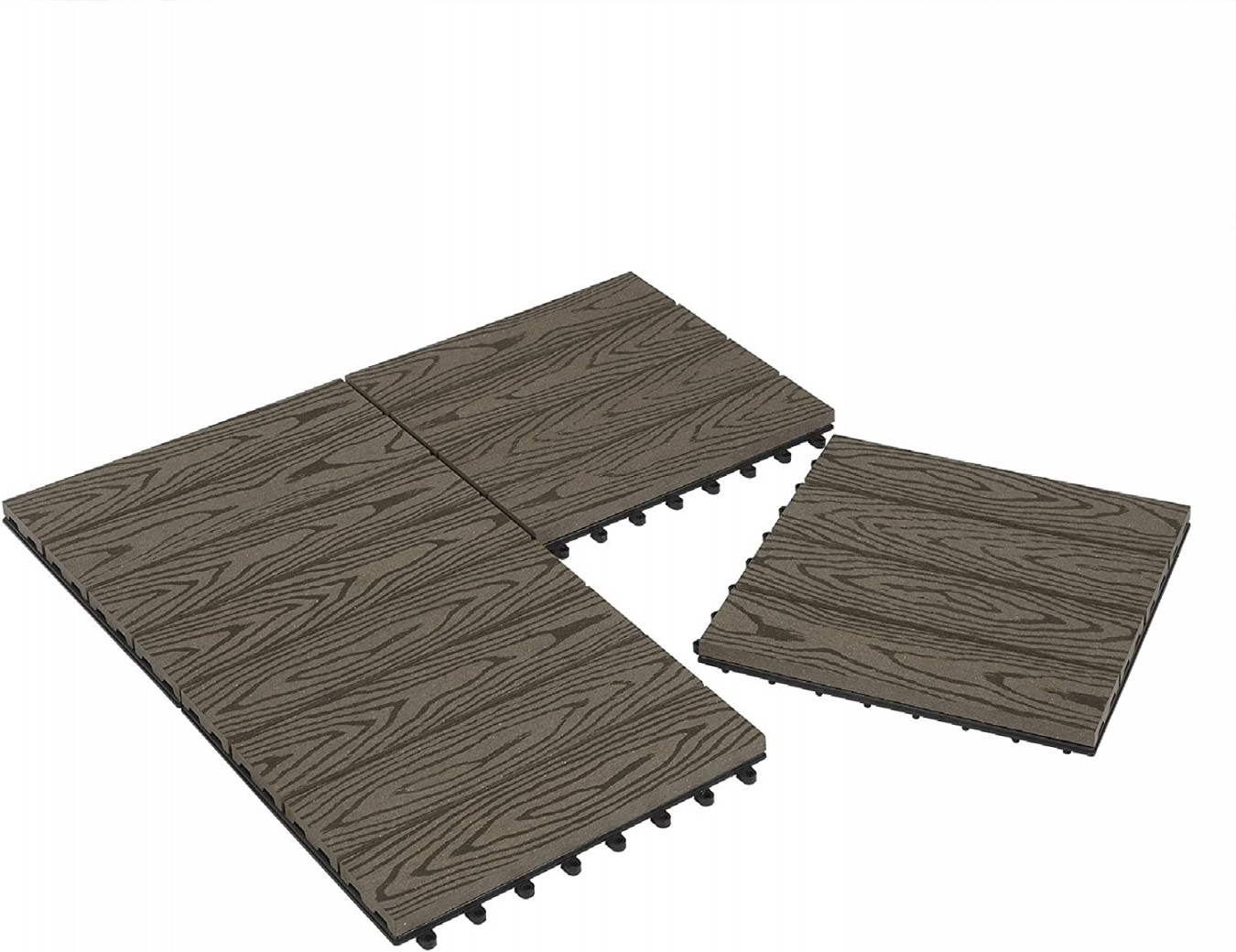 Laneetal WPC Wooden Tiles Patio Tiles Click System  x  cm for Patio and  Balcony Floor Tiles Click Tile Flooring  m² Coffee in Wood Effect Set of