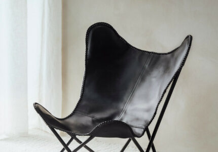 Lena Chair- Black Leather - Butterfly Chair  The Design Part
