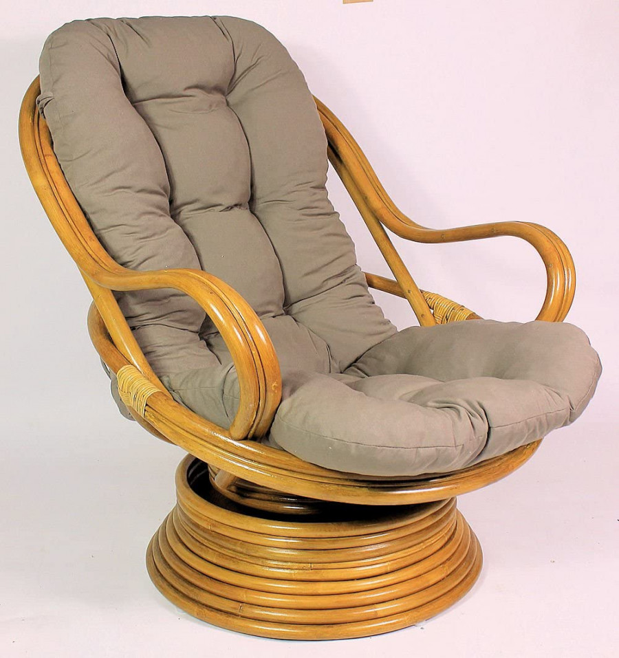 LINDA Wicker Rattan Swivel Recliner Swivel Chair Including Cushion