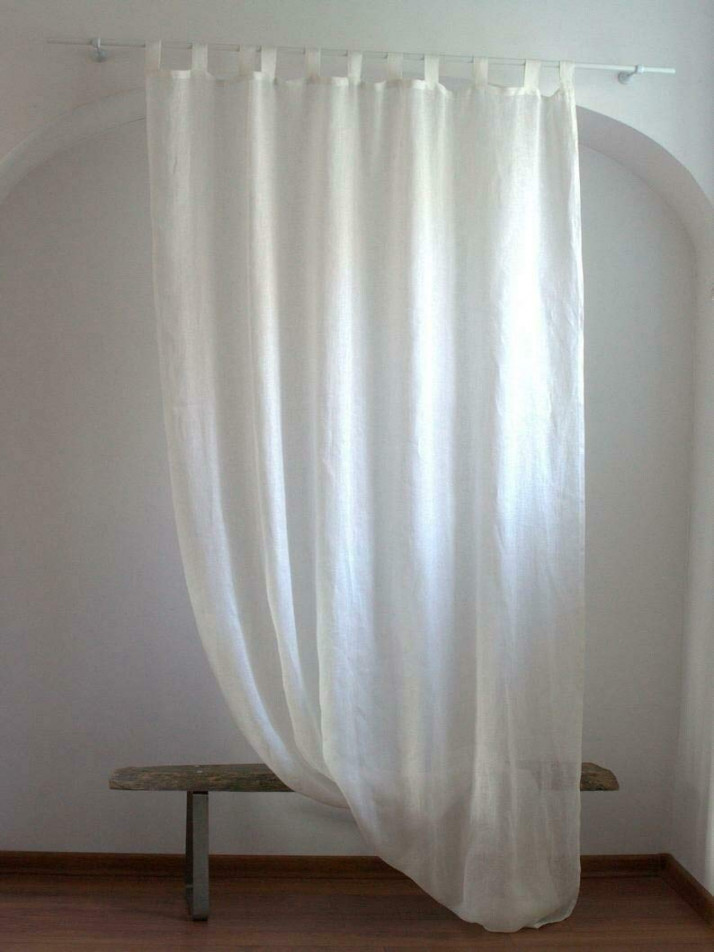 Linen Curtain with Loops, Transparent Curtains, White Linen