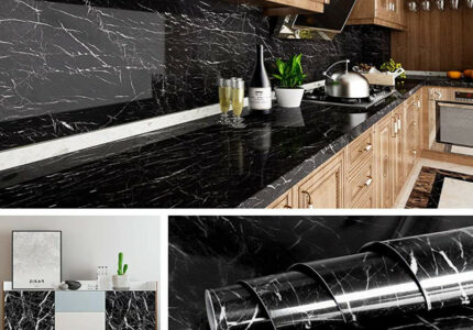 Livelynine Black Marble Wallpaper for Kitchen Counter Top Covers Black  Countertop Peel and Stick Contact Paper for Countertops Waterproof Desk  Dresser