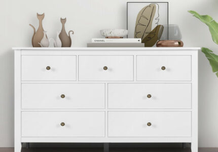 LTMEUTY White Dresser for Bedroom - Modern Bedroom Dresser with  Drawers,  Wooden Horizontal Dresser, Chest of Dresser