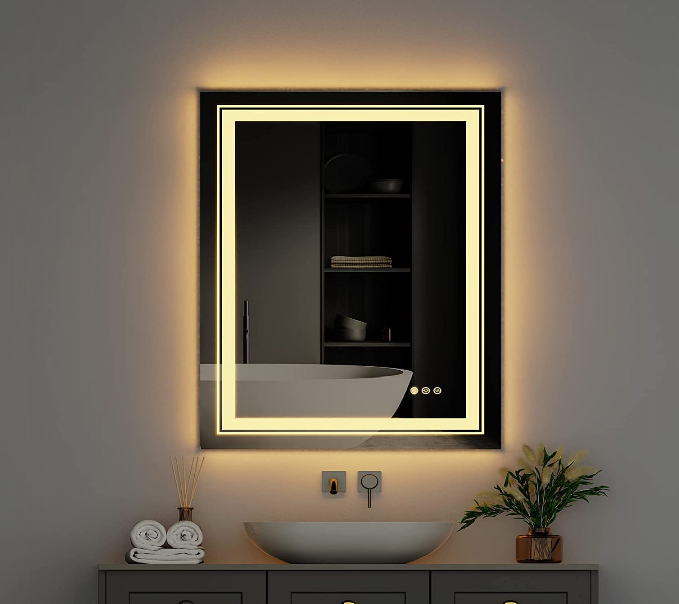 LUVODI Bathroom Mirror with Double Lighting: LED Wall Mirror  x