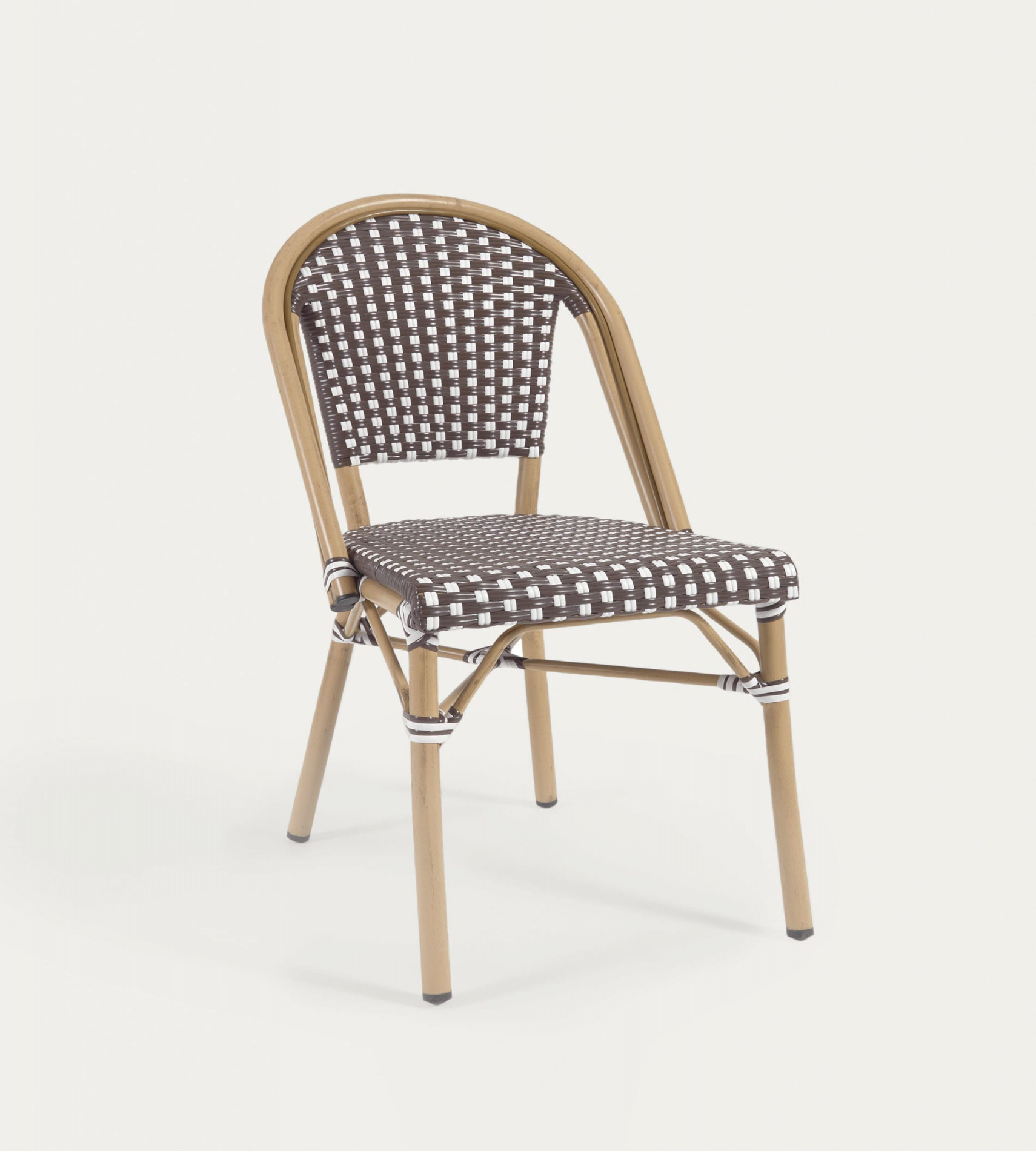 Marilyn outdoor bistro chair in aluminium and synthetic rattan brown