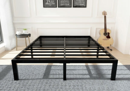 MinST lbs Heavy Duty Bed Frame, Inch Sturdy Steel Slat Mattress  Foundation, Metal Reinforced Platform Box Spring Replacement, Easy Assembly