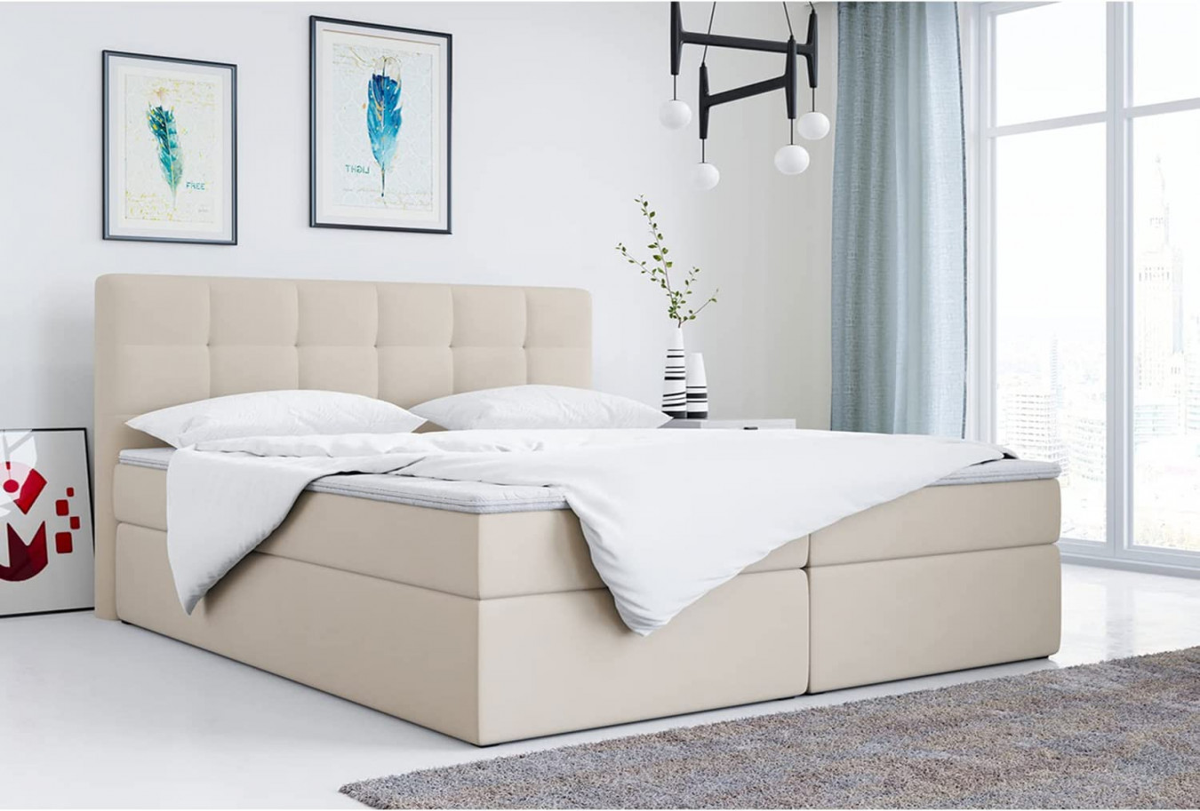 MKS MEBLE TOP Box Spring Bed  x 00 cm Creamy Double