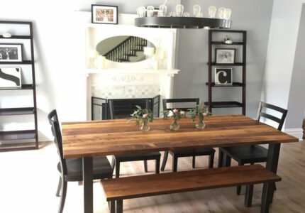 Modern Dining Table / Industrial Reclaimed Wood and Post Metal