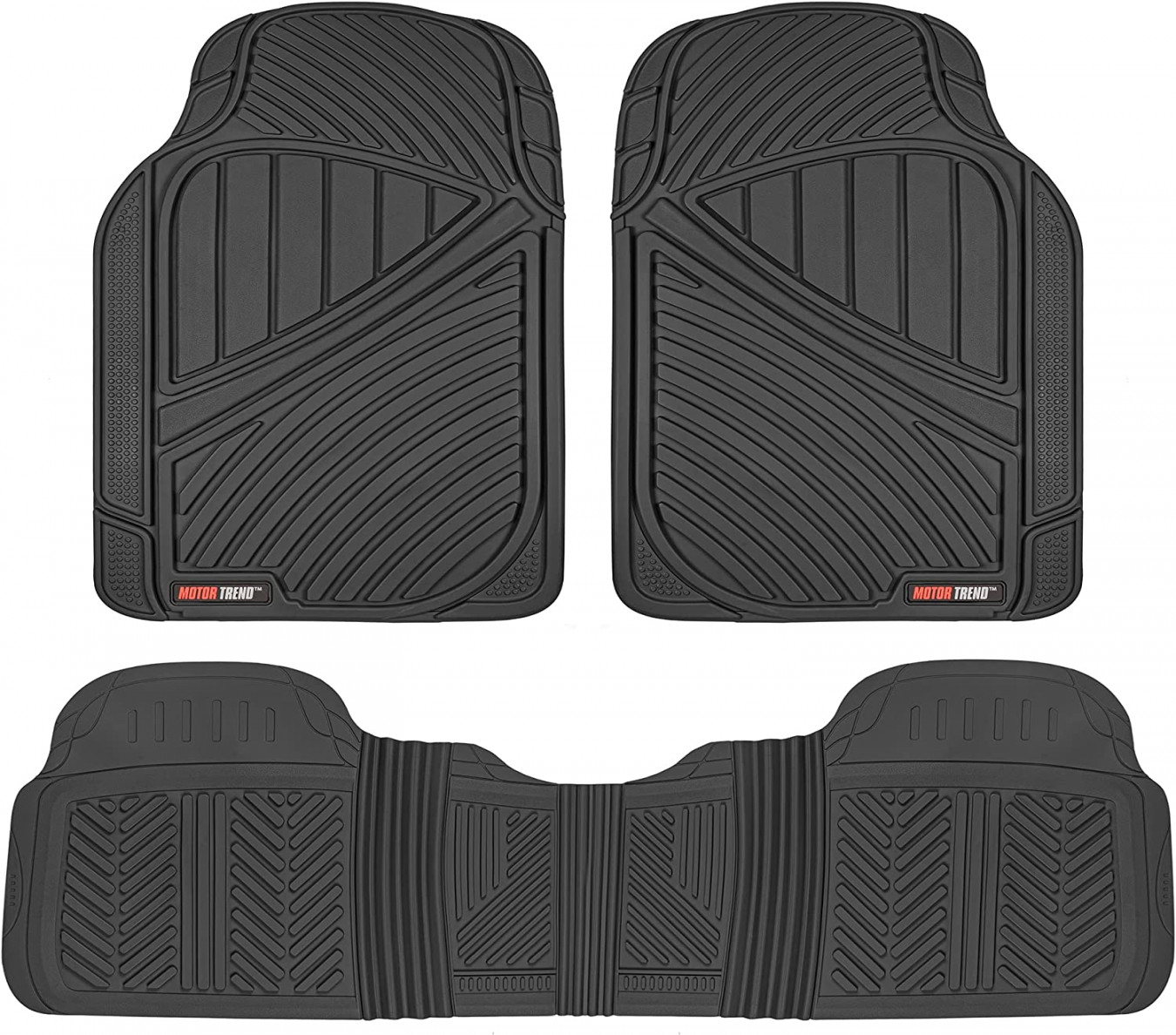 Motor Trend FlexTough Performance All Weather Rubber Car Floor Mats -   Pack Floor Mats Automotive Insoles for Cars, Trucks, SUV, Heavy Duty