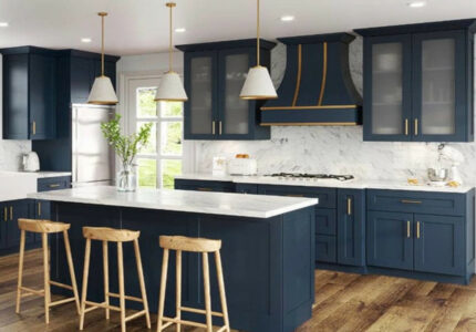 Navy Blue Shaker Kitchen Cabinets Pantry Cabinet Solid Wood - Etsy