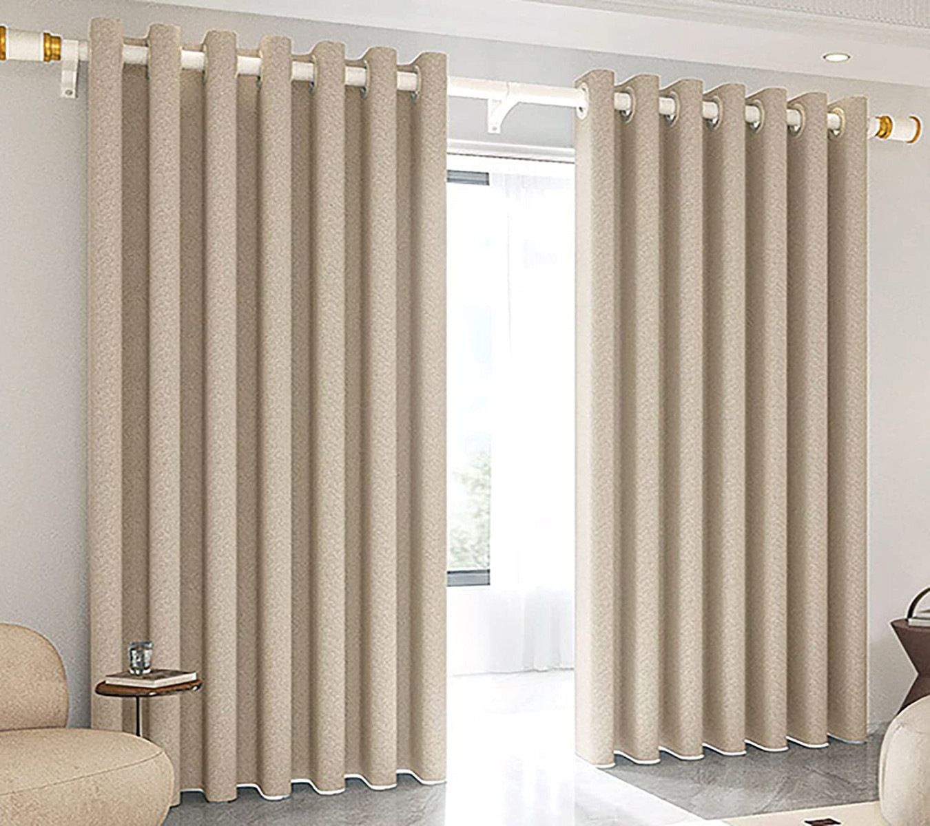 NCLOYN Textured Blackout Curtains Made of Linen with Hooks, Heat-Insulated  Window Curtains, Sound-Absorbing Curtains, Privacy Window Treatments for