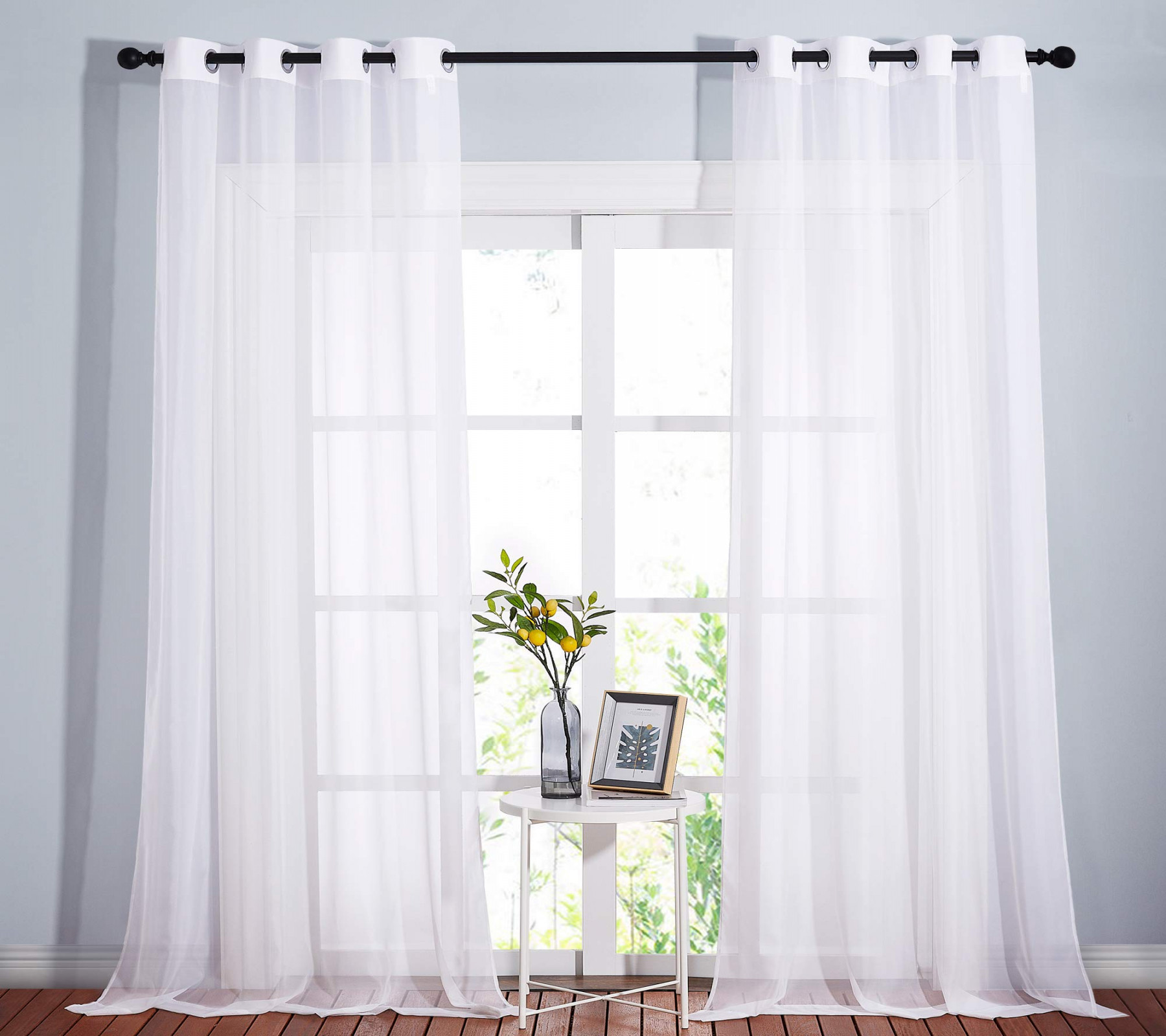 NICETOWN Sheer Curtains Extra Long - Ring Top Voile Textured Large Window  Treatments Vertical Dressings for Wedding/Villa/Living Room (" Wide  Total
