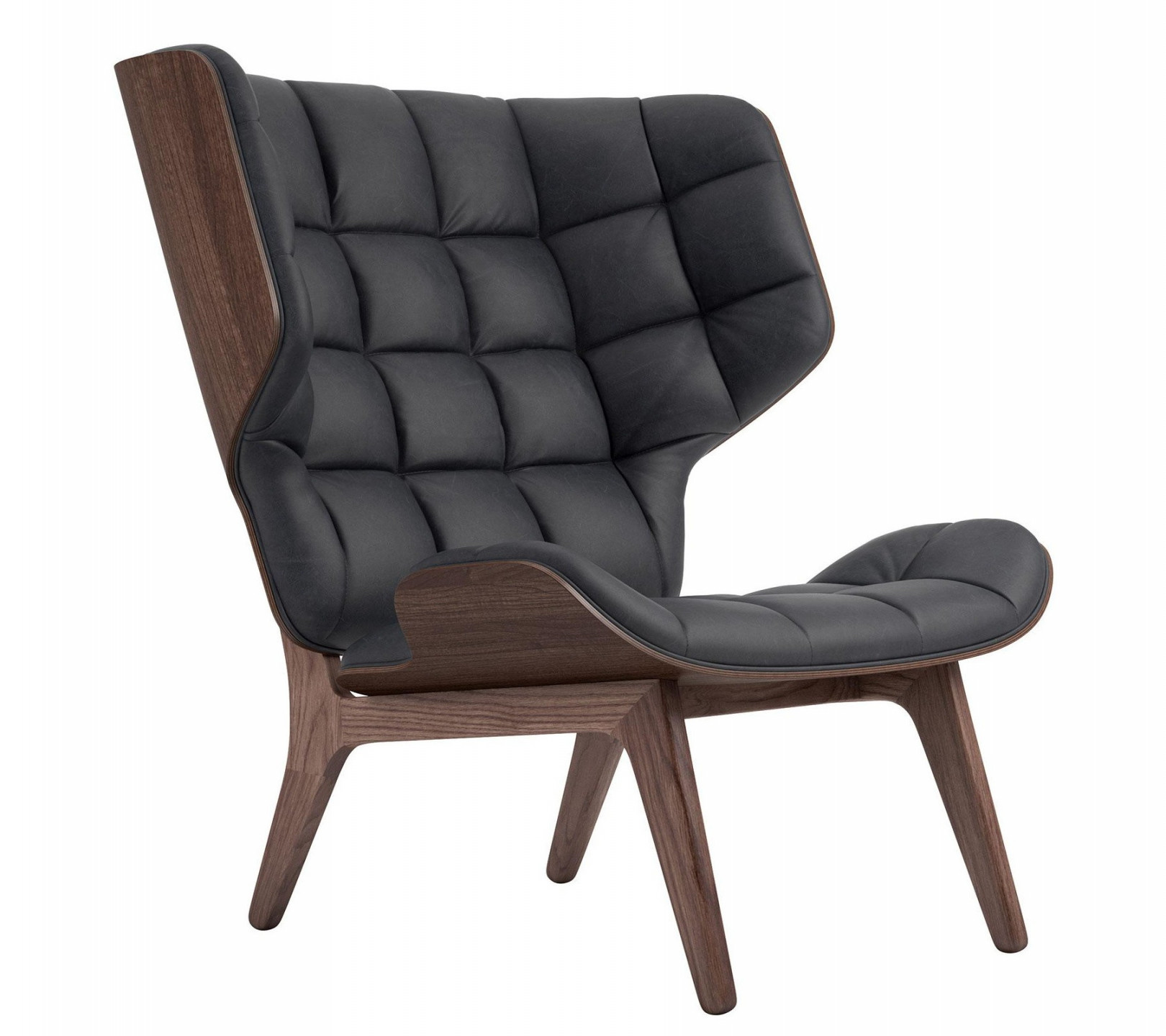 NORR  Mammoth Lounge Chair Leather Dark Stained Oak Base