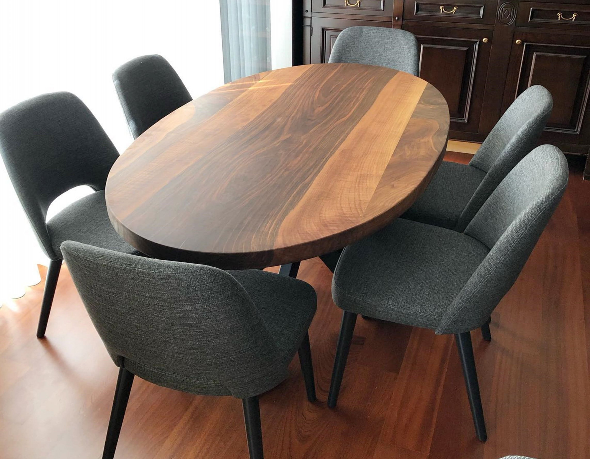 Oval Dining Table Mid-Century Modern Walnut Oval Dining - Etsy