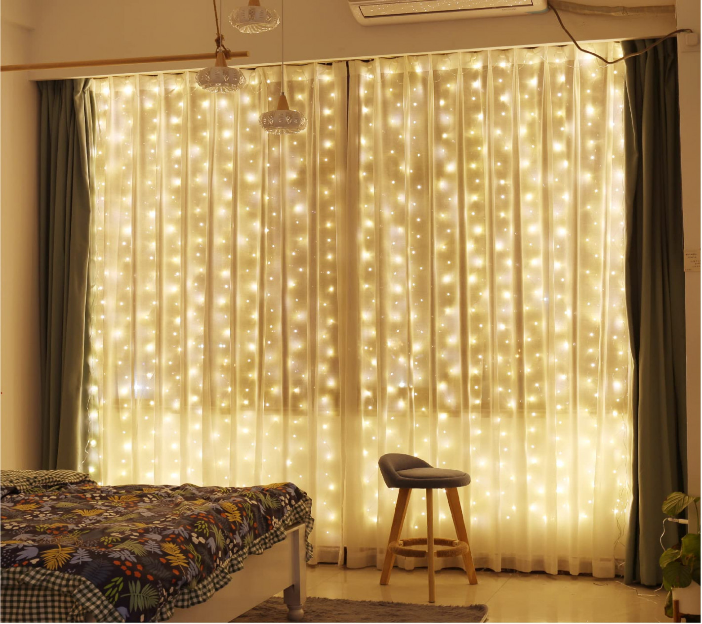 Pack Curtain Lights,ZSJWL  LED Curtain Fairy Lights with Remote,   Modes . ×