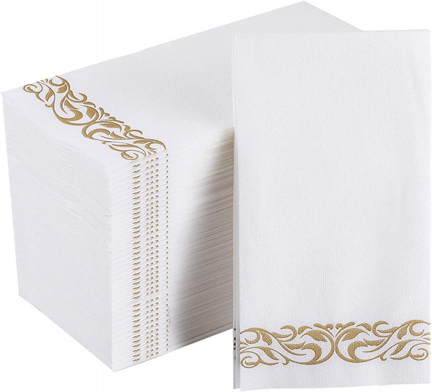 [ Pack] Disposable Guest Towels Soft and Absorbent Linen-Feel Paper Hand  Towels Durable Decorative Bathroom Hand Napkins for