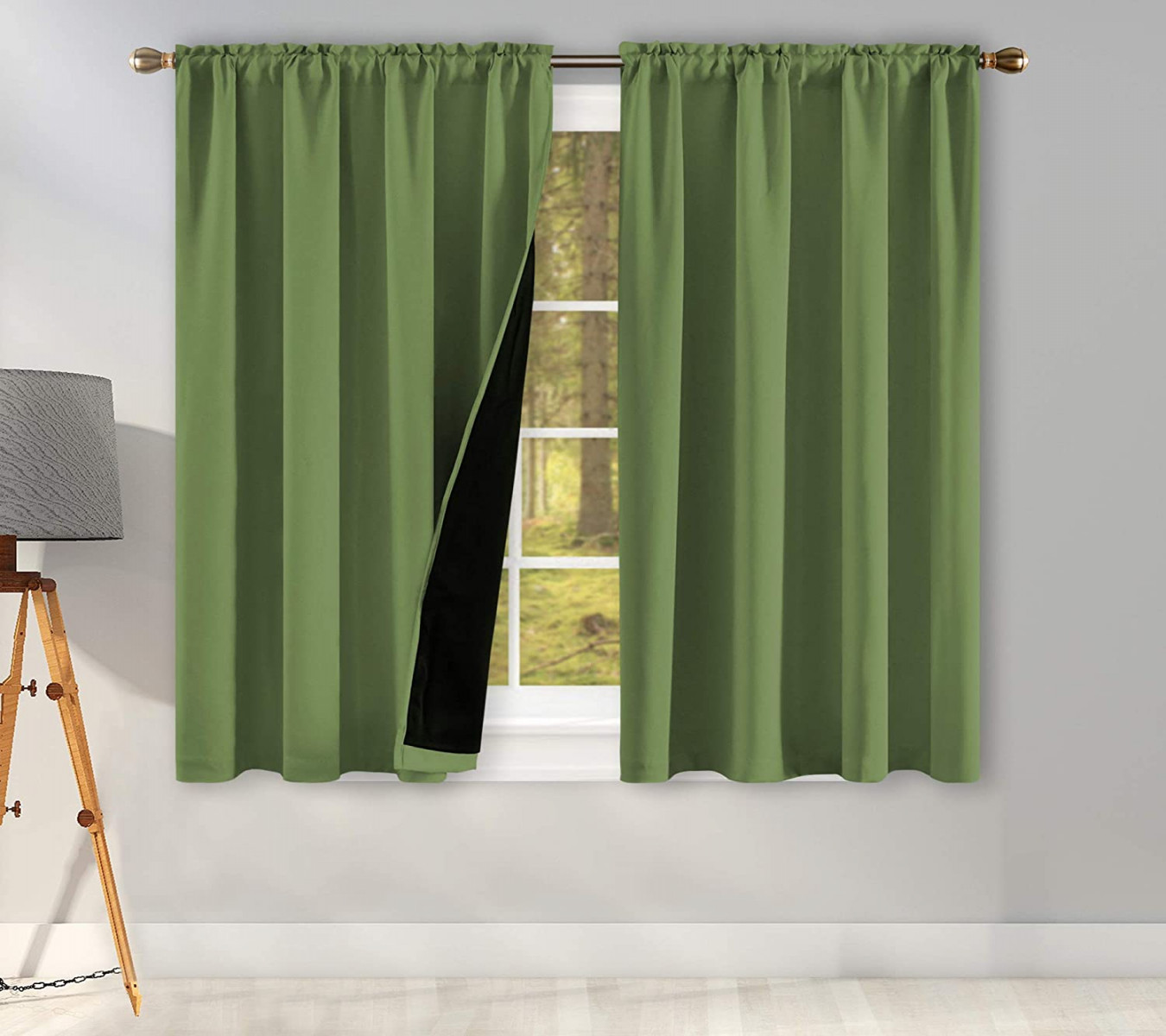 Pack " Length Nursery Blackout Curtains -  Thick Layers Fully  Blackout Thermal Insulated Black Lined Curtains for Small Windows with Rod  Pocket