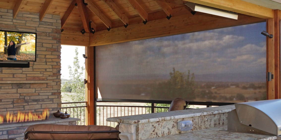 Patio Shades Driven by Lutron - Insolroll