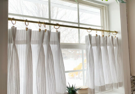 Pleated ticking striped Cafe Curtain Tier Curtains Kitchen - Etsy