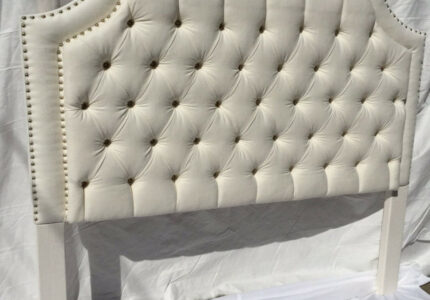 QUEEN White Tufted Upholstered Headboard with Nickel Nailheads - Etsy