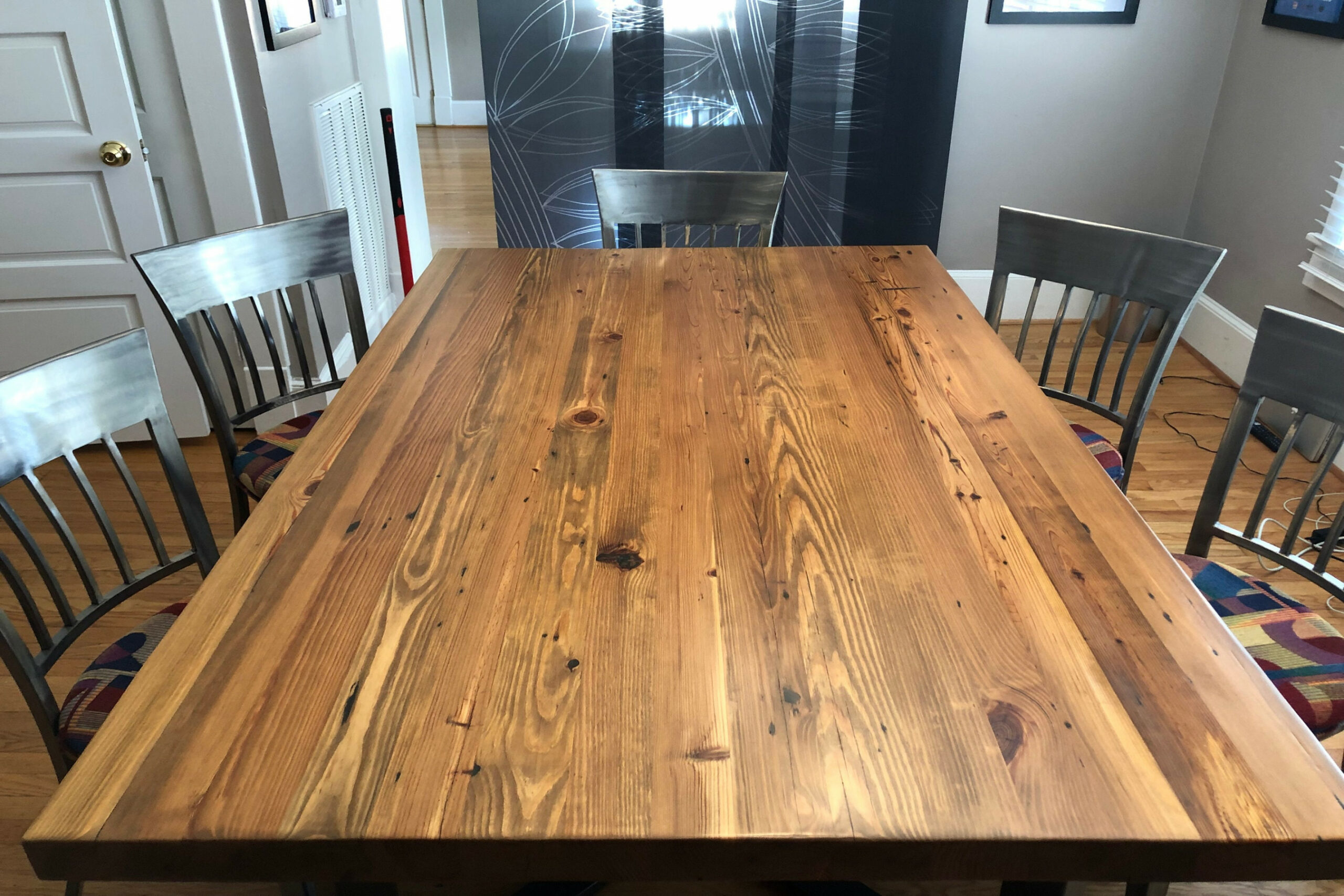 Reclaimed Wood Dining Table with . thick top and steel - Etsy