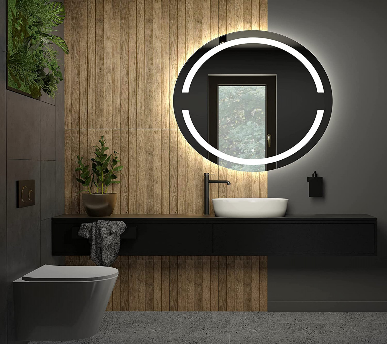 Round Bathroom Mirror  cm with LED Lighting – Choose Accessories