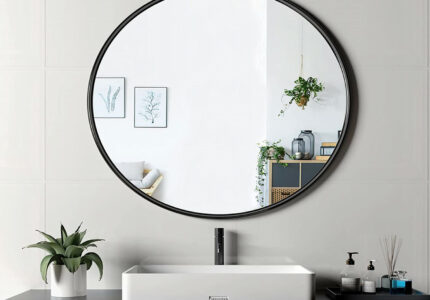 Round Black Bathroom Mirror cm x cm : Amazon