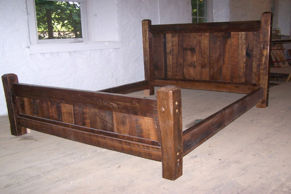 Rustic Bed Frame with Beveled Posts Wood Bed Platform Queen - Etsy